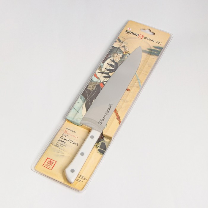 Нож кухонный Samura HARAKIRI, шеф, лезвие 24 см, белая рукоять - фото 5 - id-p224953014