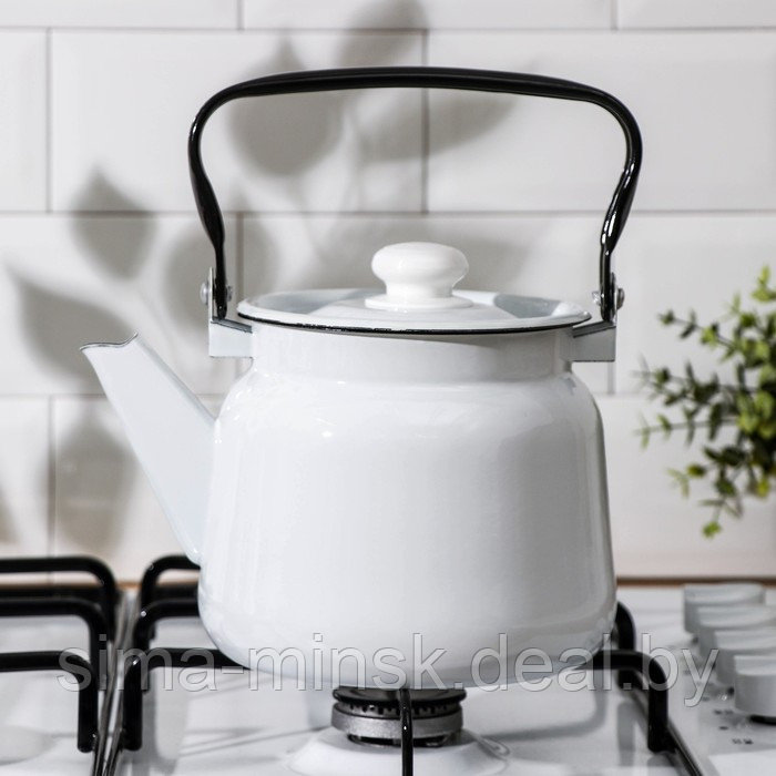 Чайник, 2,3 л, без деколи, эмалированная крышка, индукция, цвет белый - фото 5 - id-p224954903