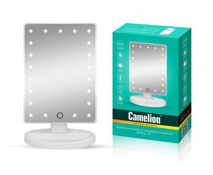 CAMELION (14006) M145-SL C01 бел. (Зеркало C LED подсветкой, 1X, дневн.свет, 5Вт,4*LR6) - фото 1 - id-p224954438