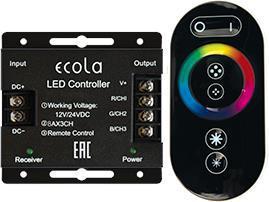 ECOLA RFK24BESB LED strip RGB RF controller 24A 288W 12V (576W 24V) с кнопочным черным радиопультом белый - фото 1 - id-p224954805