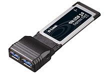 Сетевой адаптер D-Link DUB-1320. Адаптер с 2 портами USB 3.0 для шины ExpressCard