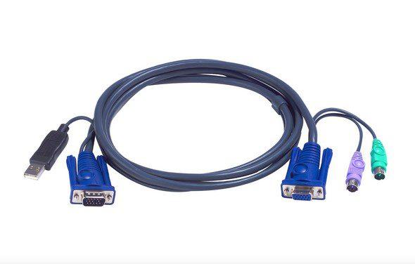 KVM-кабель ATEN 2L-5506UP. USB КВМ-кабель со встроенным конвертером интерфейса PS/2-USB (6м) - фото 1 - id-p219511131