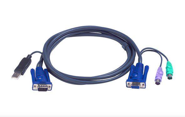 KVM-кабель ATEN 2L-5503UP. USB KVM Cable КВМ-кабель со встроенным конвертером интерфейса PS/2-USB (3м) - фото 1 - id-p219511132