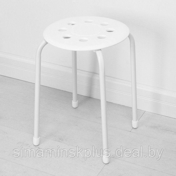 Табурет с пластмассовым сиденьем, цвет белый - фото 5 - id-p224957981