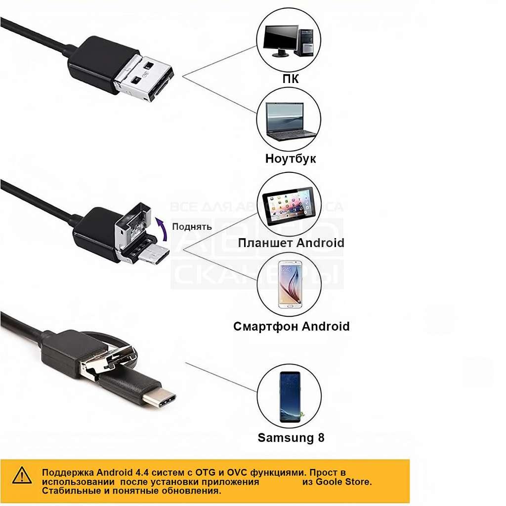 Видеоэндоскоп USB, 1Мп, 1600x1200, 3,5м, 8мм зонд iCartool IC-V101 - фото 2 - id-p224960483
