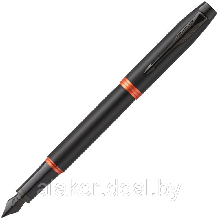 Ручка перьевая Parker IM Vibrant Rings F315, Flame Orange PVD, корпус черный/оранжевый, цвет чернил - синий