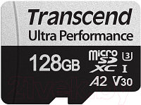 Карта памяти Transcend MicroSDXC 128GB Class 10 UHS-I U3 V30 A2+адаптер (TS128GUSD340S)