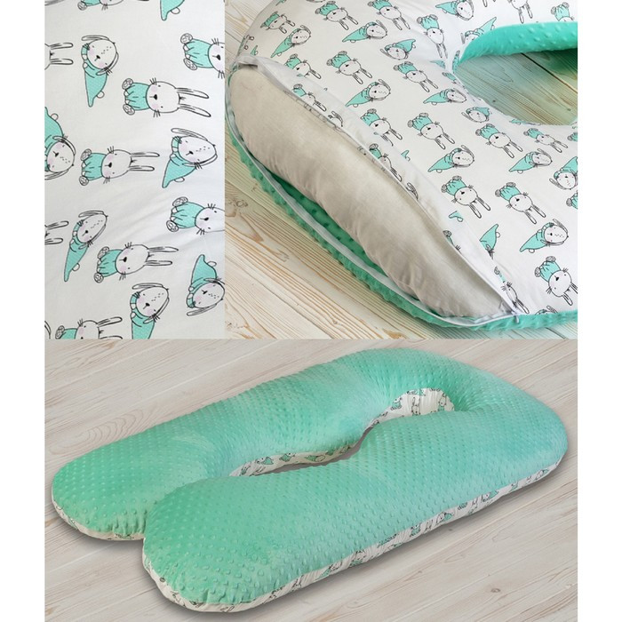 Подушка для беременных анатомическая, размер 72 × 340 см, зайчик, мятный - фото 5 - id-p224962788