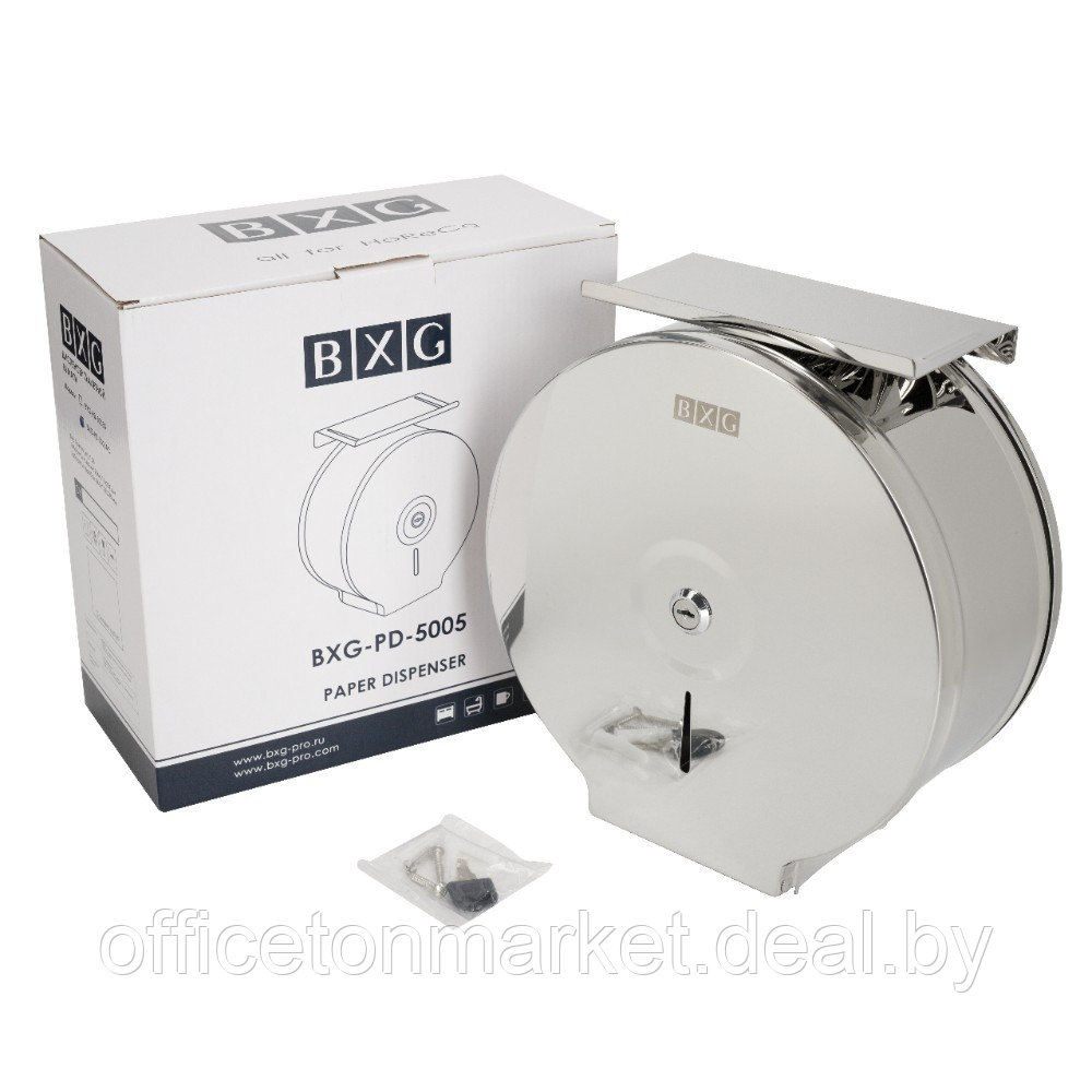 Диспенсер для туалетной бумаги в больших и средних рулонах BXG-PD-5005AС, металл, серебристый, глянцевый - фото 7 - id-p224961715