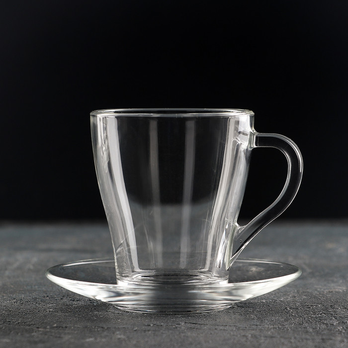 Чайный стеклянный набор «Грация», 12 предметов: кружка 250 мл, 6 шт, блюдце, 6 шт - фото 2 - id-p224965445
