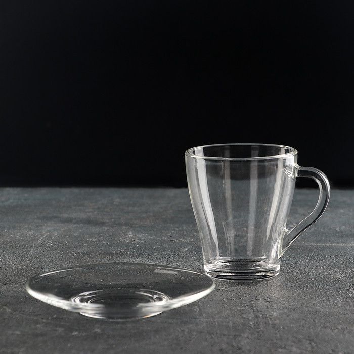 Чайный стеклянный набор «Грация», 12 предметов: кружка 250 мл, 6 шт, блюдце, 6 шт - фото 3 - id-p224965445