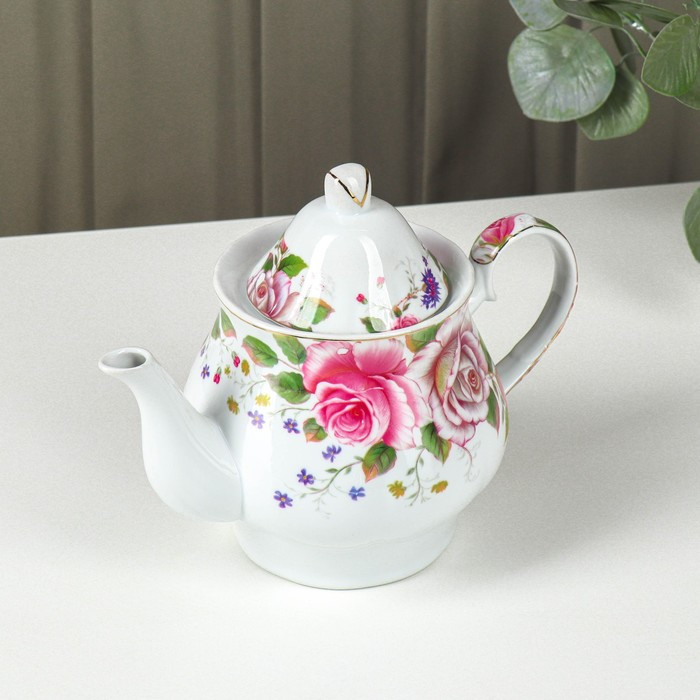 Сервиз керамический чайный на металлической подставке Доляна «Томная роза», 13 предметов: 6 чашек 230 мл, 6 - фото 9 - id-p224965450