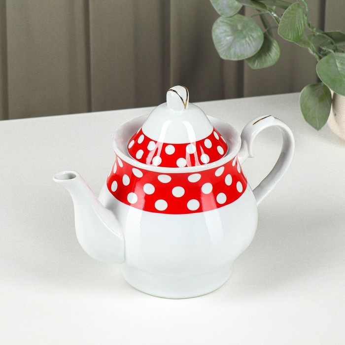 Сервиз чайный керамический на металлической подставке Доляна «Горох»,13 предметов на подставке: 6 чашек 210 - фото 9 - id-p224965452