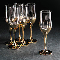 Набор бокалов для шампанского «Поло», 200 мл, 6 шт, цвет золотой
