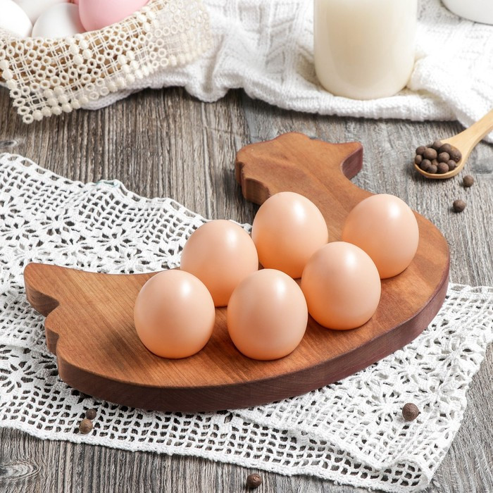 Подставка для яиц Adelica «Ряба», 6 отделений, 20×25×1,8 см, массив берёзы - фото 1 - id-p224966573