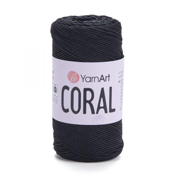 Шнур с хлопком ЯрнАрт Корал (Yarnart Coral) цвет 1902 черный - фото 1 - id-p224967193
