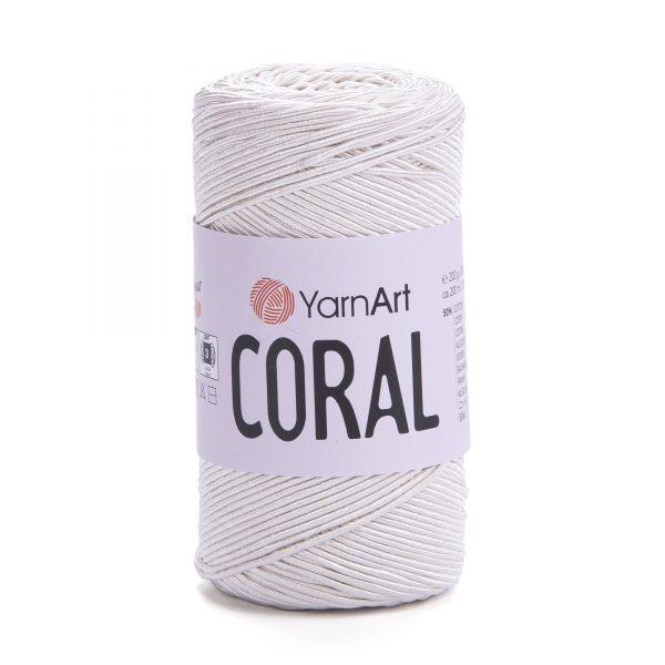 Шнур с хлопком ЯрнАрт Корал (Yarnart Coral) цвет 1901 белый