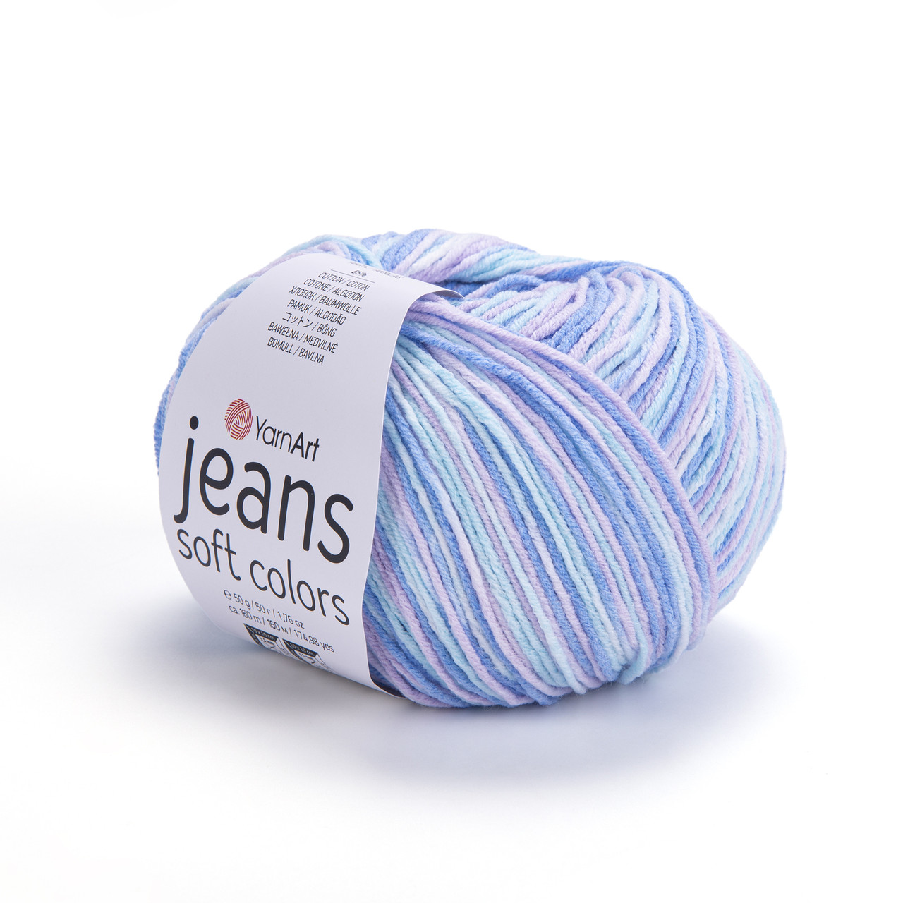 Пряжа Ярнарт Джинс Софт Колорс (Yarnart Jeans Soft Colors) цвет 6209 голубой / св розовый
