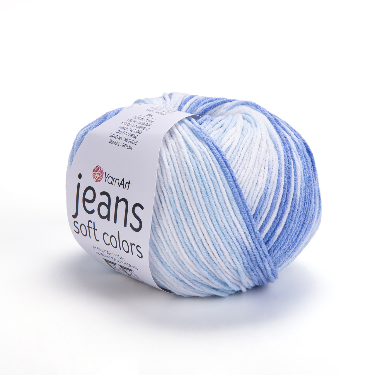 Пряжа Ярнарт Джинс Софт Колорс (Yarnart Jeans Soft Colors) цвет 6213 голубой / белый - фото 1 - id-p224969843