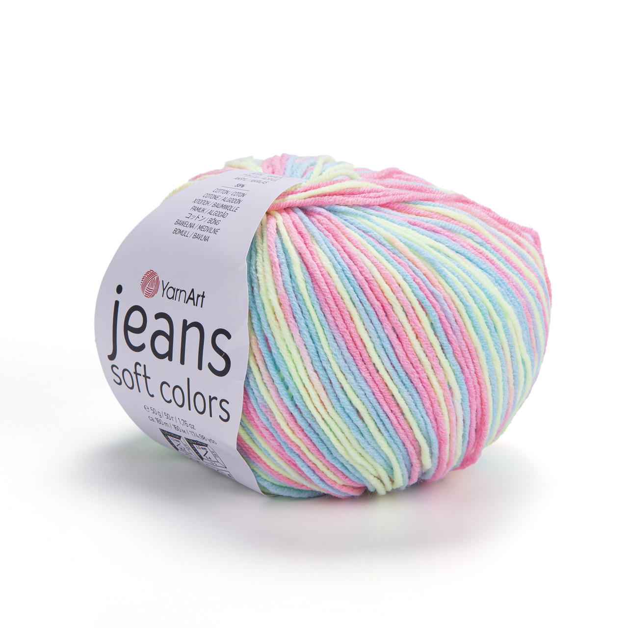 Пряжа Ярнарт Джинс Софт Колорс (Yarnart Jeans Soft Colors) цвет 6204 розовый / голубой