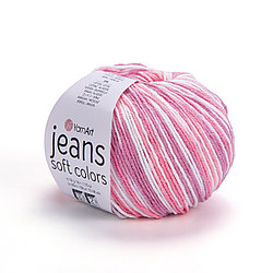 Пряжа Ярнарт Джинс Софт Колорс (Yarnart Jeans Soft Colors) цвет 6206 розовый/ белый