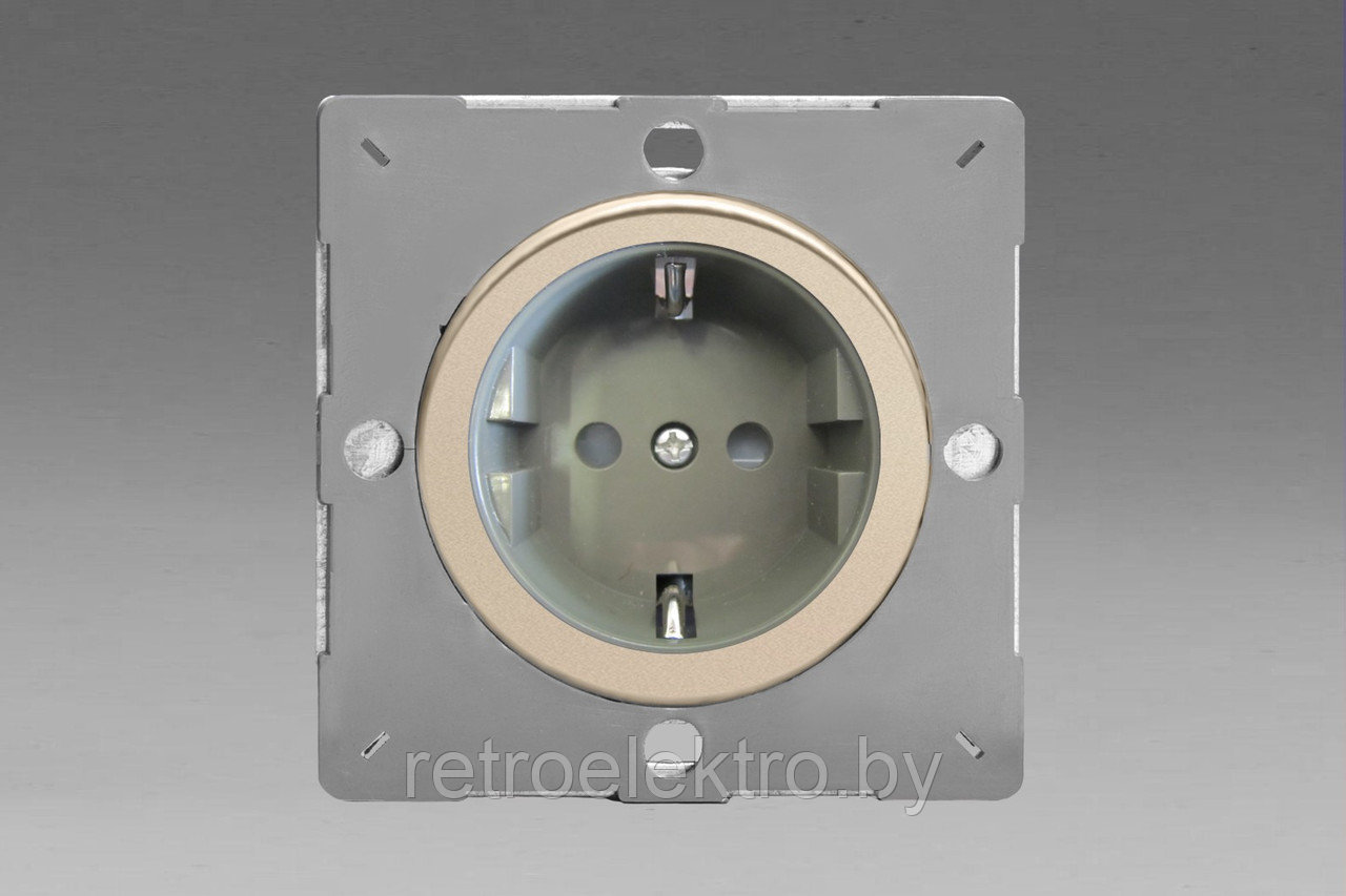 Механизм розетки Varilight в сборе 2к+з 16А, цвет Satin Chrome/серый