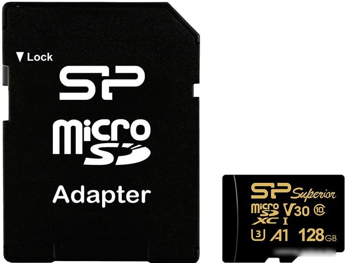 Карта памяти Silicon-Power Superior Golden A1 microSDXC SP128GBSTXDV3V1GSP 128GB - фото 1 - id-p224972280
