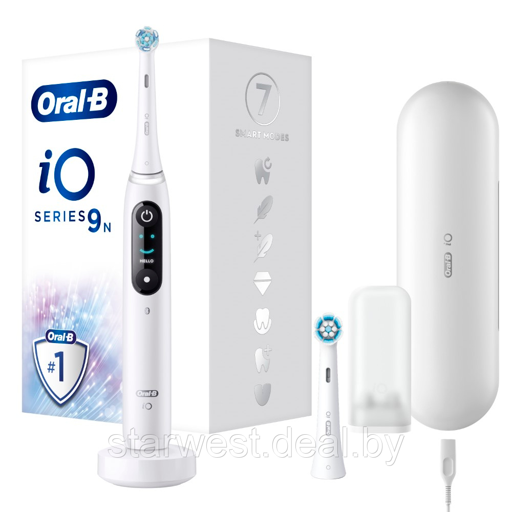 Oral-B Braun iO Series 9N White Alabaster с 2 насадками Электрическая зубная щетка iOM9.2I1.1AD - фото 1 - id-p224972706