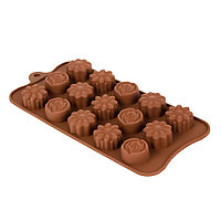 Форма для шоколада 21,9x10,5x(h)1,6см "Цветочки", 15 ячеек Market Union  DA0541