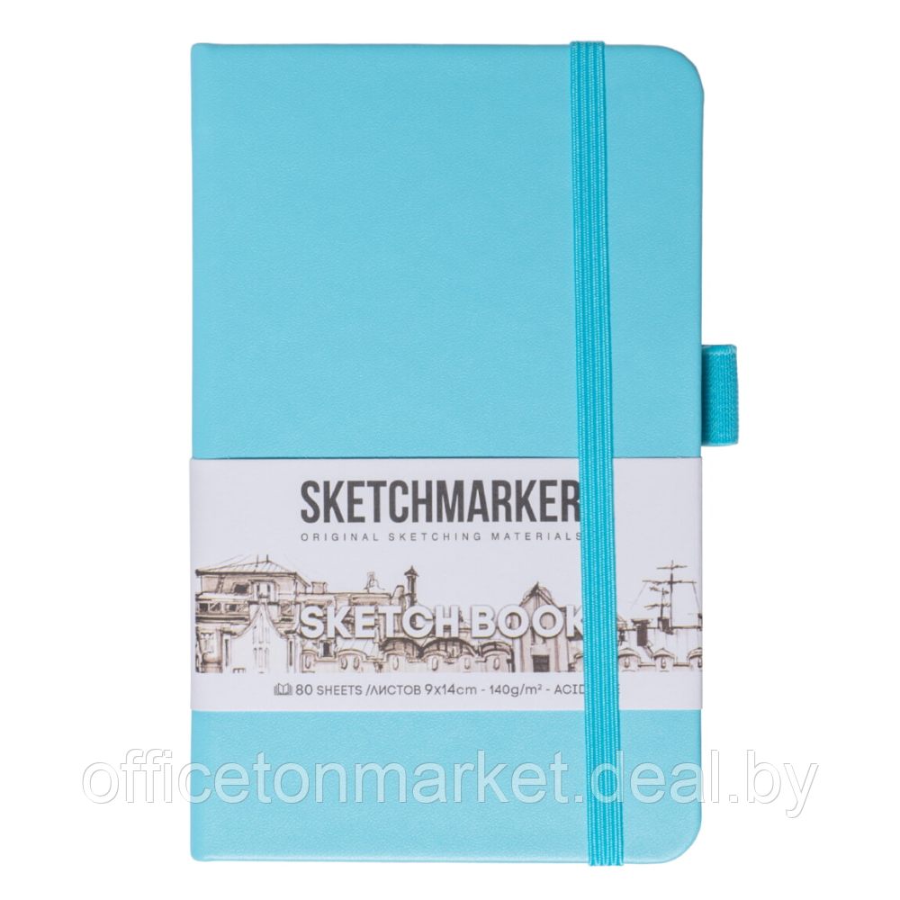 Скетчбук "Sketchmarker", 9x14 см, 140 г/м2, 80 листов, небесно-голубой - фото 1 - id-p219042747