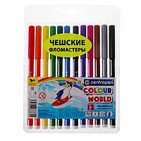 Фломастеры 12 цветов, Centropen Colour World 7550/12 ТП, в блистере, линия 2.0 мм