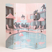 Ширма "Cartoon style. Отель, бассейн, фламинго", 200х160 см