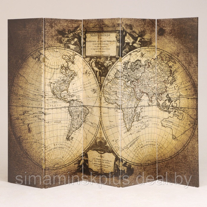 Ширма "Старинная карта мира", 250 х 160 см - фото 1 - id-p224974479