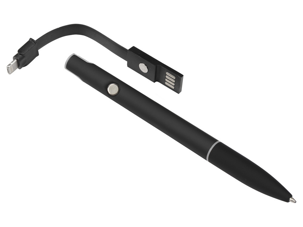 Ручка шариковая с кабелем USB, черный - фото 5 - id-p224977357