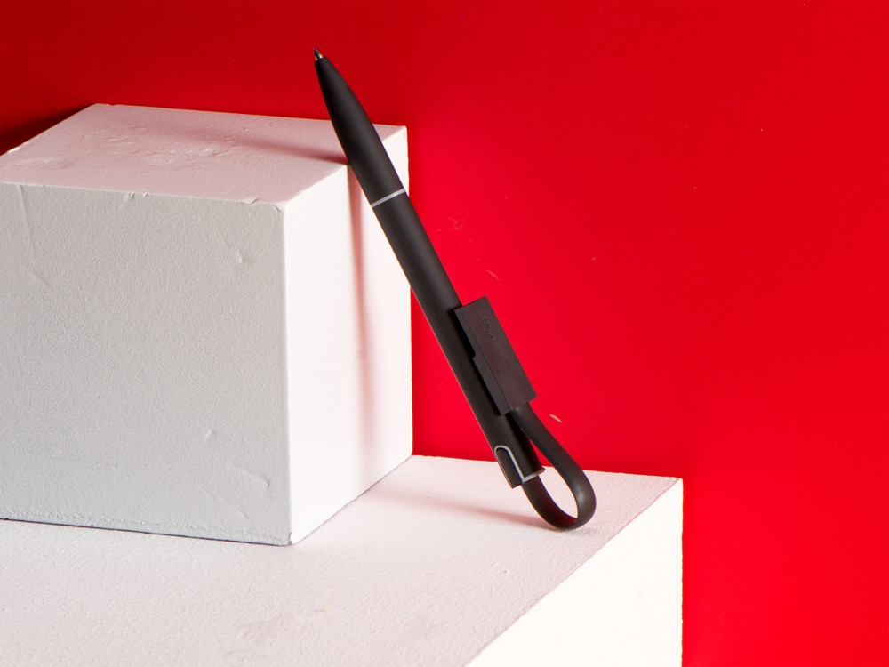Ручка шариковая с кабелем USB, черный - фото 7 - id-p224977357
