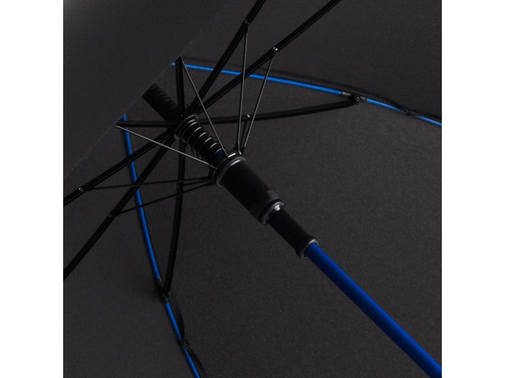 Зонт-трость 1084 Colorline с цветными спицами и куполом из переработанного пластика, черный/синий - фото 4 - id-p224977502
