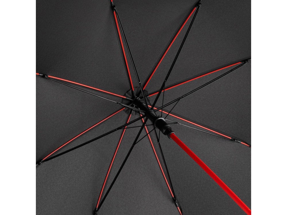 Зонт-трость 1084 Colorline с цветными спицами и куполом из переработанного пластика, черный/красный - фото 6 - id-p224977503