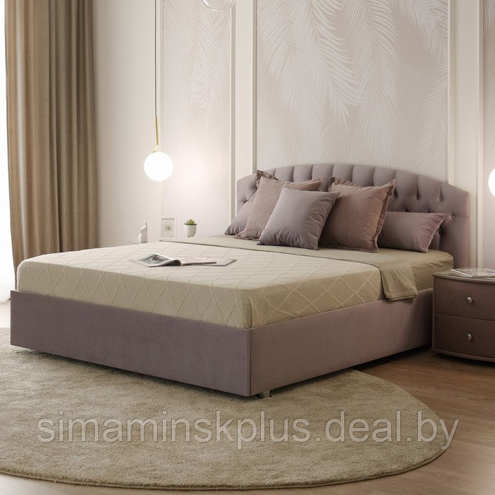Кровать «Пальмира» без ПМ, 1500 × 1900 мм, встроенное основание, велюр, цвет velutto 11 - фото 1 - id-p224980635