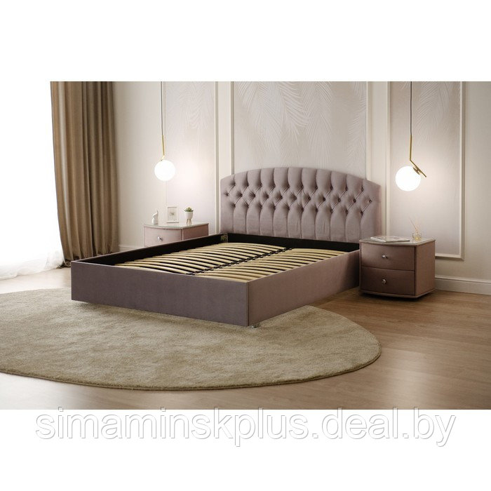 Кровать «Пальмира» без ПМ, 1600 × 2000 мм, встроенное основание, велюр, цвет velutto 11 - фото 2 - id-p224980639