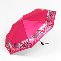 Зонт автоматический «Орнамент», облегчённый, сатин, 3 сложения, 8 спиц, R = 52 см, цвет розовый