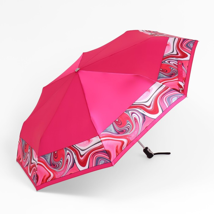 Зонт автоматический «Орнамент», облегчённый, сатин, 3 сложения, 8 спиц, R = 52 см, цвет розовый - фото 1 - id-p224980771