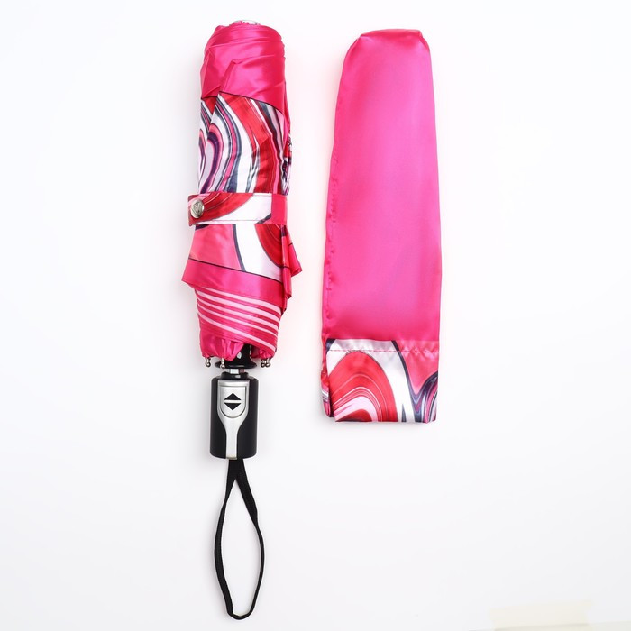 Зонт автоматический «Орнамент», облегчённый, сатин, 3 сложения, 8 спиц, R = 52 см, цвет розовый - фото 5 - id-p224980771
