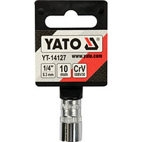 YT-14127 Головка торцевая 1/4" 6гр. 10мм L25мм CrV на держателе "Yato"