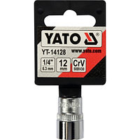 YT-14128 Головка торцевая 1/4" 6гр. 12мм L25мм CrV на держателе "Yato"