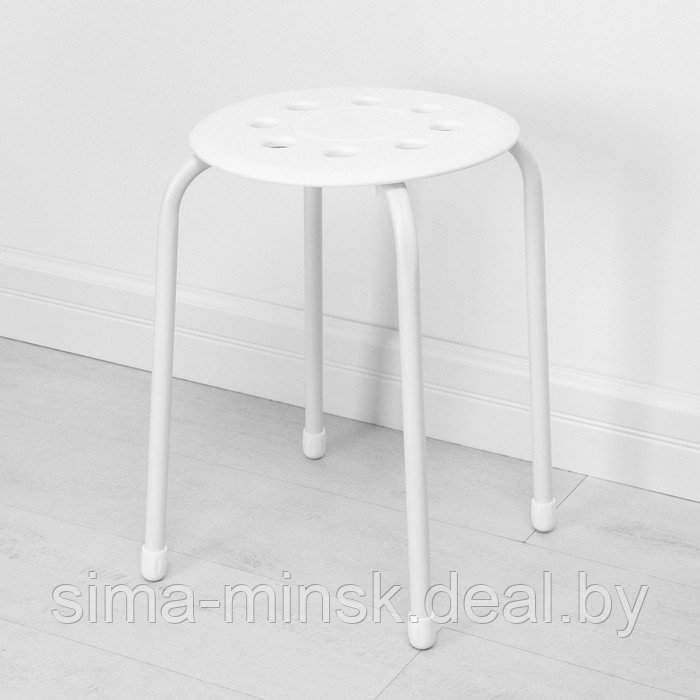 Табурет с пластмассовым сиденьем, цвет белый - фото 1 - id-p224983050