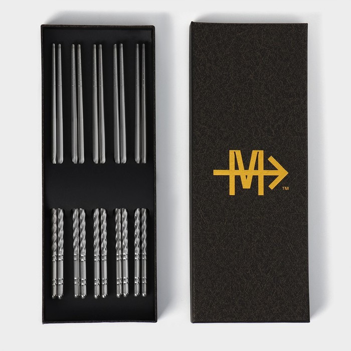 Набор палочек для суши Magistro 22,5 см, 5 пар, 201 сталь, d=0,5 см - фото 6 - id-p224983359