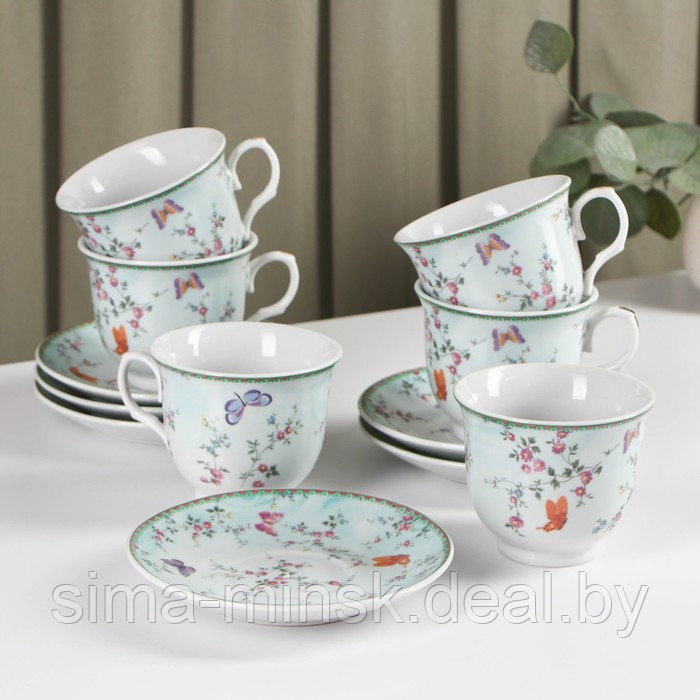 Сервиз керамический чайный Доляна «Пелагея», 12 предметов: 6 чашек 220 мл, 6 блюдец d=14 см - фото 2 - id-p224983549