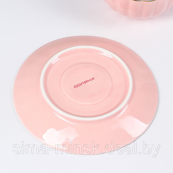 Чайная пара фарфоровая Доляна «Вивьен», 2 предмета: чашка 200 мл, блюдце d=15 см, цвет розовый - фото 3 - id-p224983573