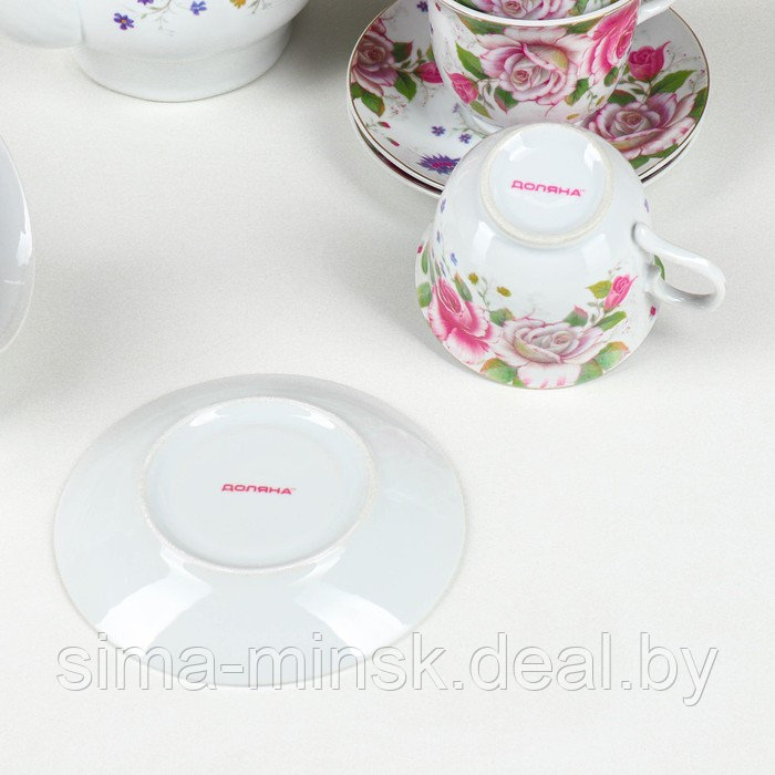 Сервиз керамический чайный на металлической подставке Доляна «Томная роза», 13 предметов: 6 чашек 230 мл, 6 - фото 8 - id-p224983590