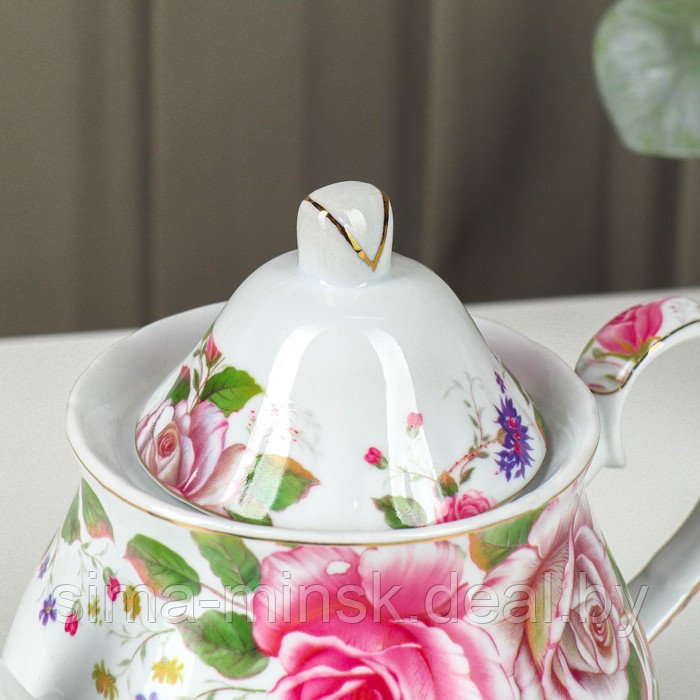 Сервиз керамический чайный на металлической подставке Доляна «Томная роза», 13 предметов: 6 чашек 230 мл, 6 - фото 10 - id-p224983590